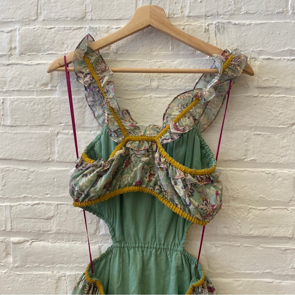 Anthropologie || Current Air‎ Lasalle Open Back Cutout Midi Dress Floral Green S - Picture 4 of 8